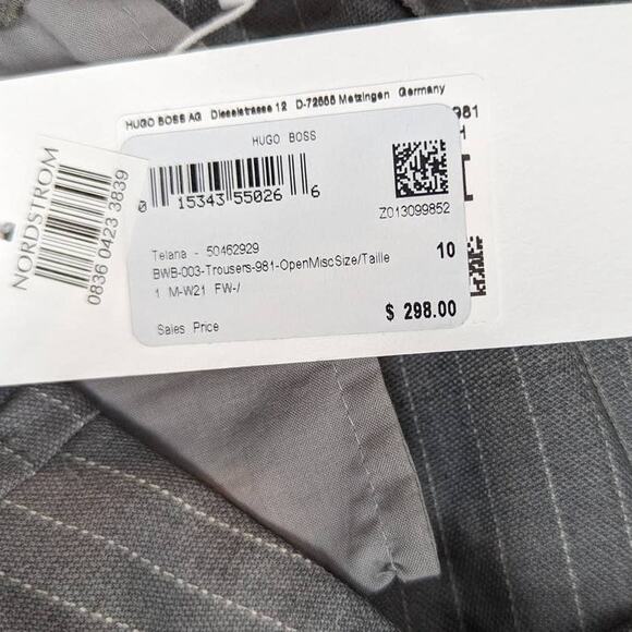 BOSS Hugo Boss Telana Pinstripe Trousers Gray & White Size 10 - Picture 5 of 14